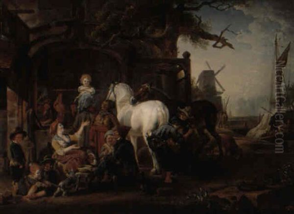 La Famille Du Marechal-ferrant Oil Painting by Jean-Louis Demarne