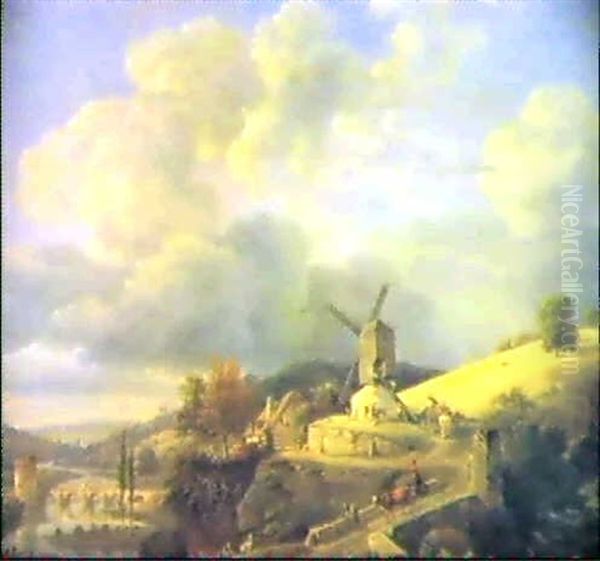 Paysage Au Moulin Oil Painting by Jean-Louis Demarne