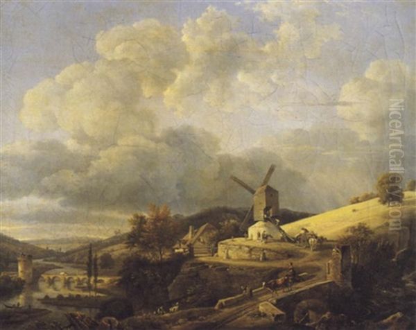 Paysage Avec Un Pont Et Un Moulin Oil Painting by Jean-Louis Demarne