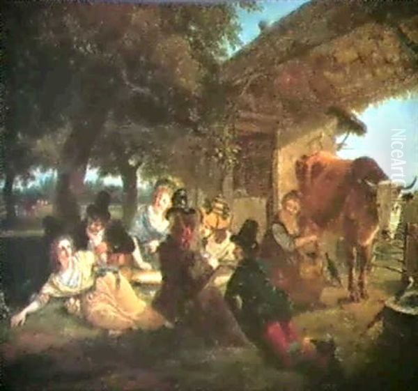 Le Dejeuner Champetre Oil Painting by Jean-Louis Demarne