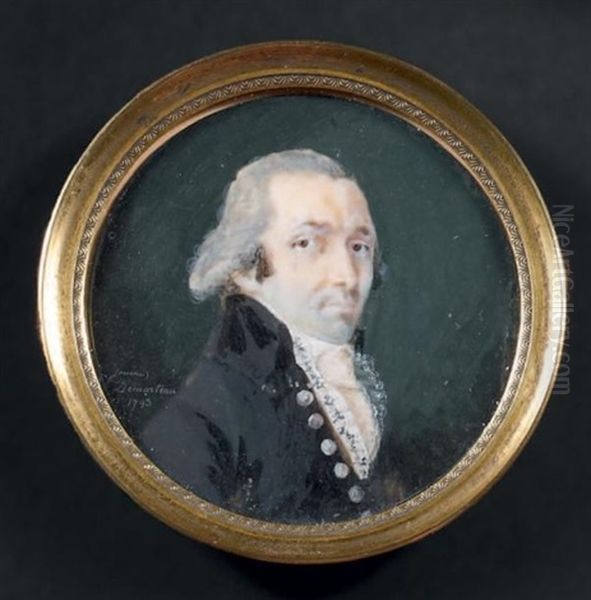 Autoportrait A La Redingote Brune, Gilet Brode Et Petit Jabot De Dentelle by Gilles-Antoine Demarteau