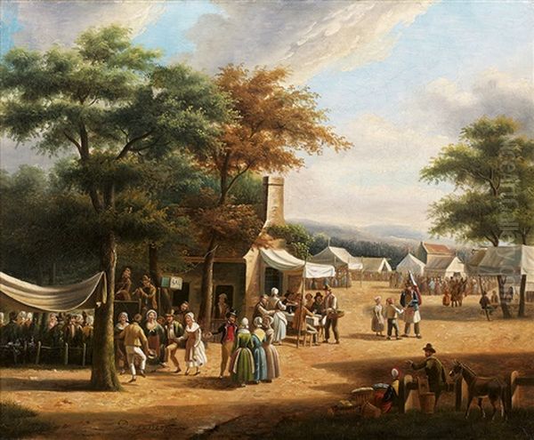 Kermesse Et Le Bal Populaire (pair) Oil Painting by Jean Francois Demay