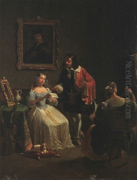 Le Concert Pres De L'autoportrait De Rembrandt Oil Painting by Jean Francois Demay