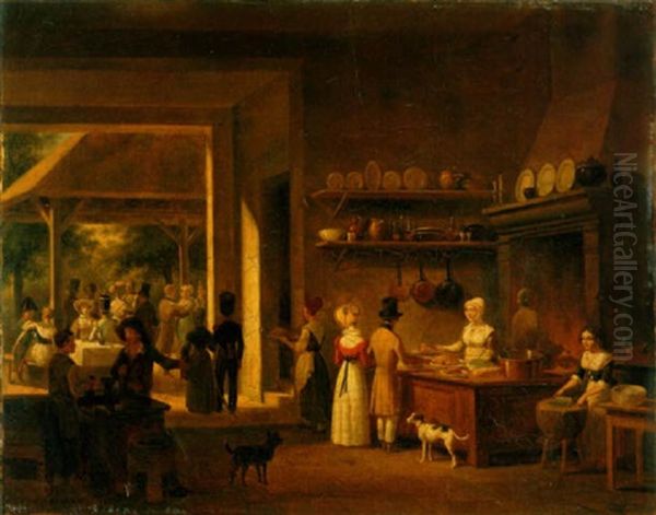 Le Buffet De La Guinguette Oil Painting by Jean Francois Demay