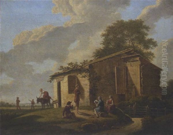 Villageois Pres D'un Hameau Oil Painting by Jean Francois Demay