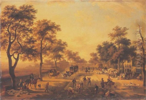 La Route De Picardie Oil Painting by Jean Francois Demay