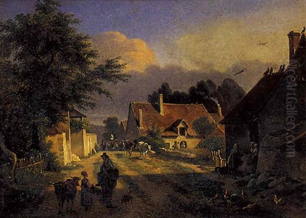 Une Route De Village Oil Painting by Jean Francois Demay