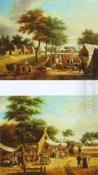 Scene De Bal Dans Un Village Oil Painting by Jean Francois Demay