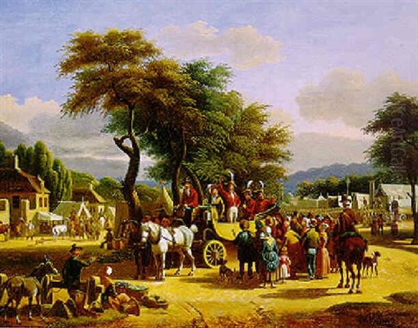 Orator At A Village Festival Oil Painting by Jean Francois Demay