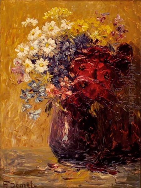 Wiesenblumen In Vase Oil Painting by Franz (August Waidhofer) Demel