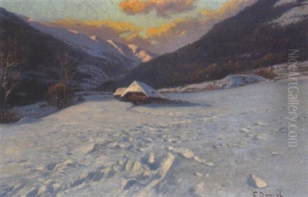 Winterlandschaft Oil Painting by Franz (August Waidhofer) Demel