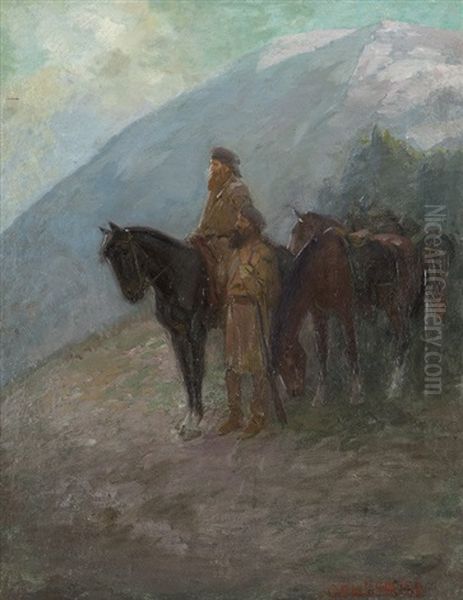 Lewis And Clark At The Divide Oil Painting by Edwin Willard Deming