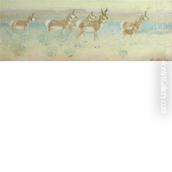 Antelopes On The Prairie Oil Painting by Edwin Willard Deming