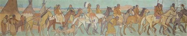 Indian Procession Oil Painting by Edwin Willard Deming