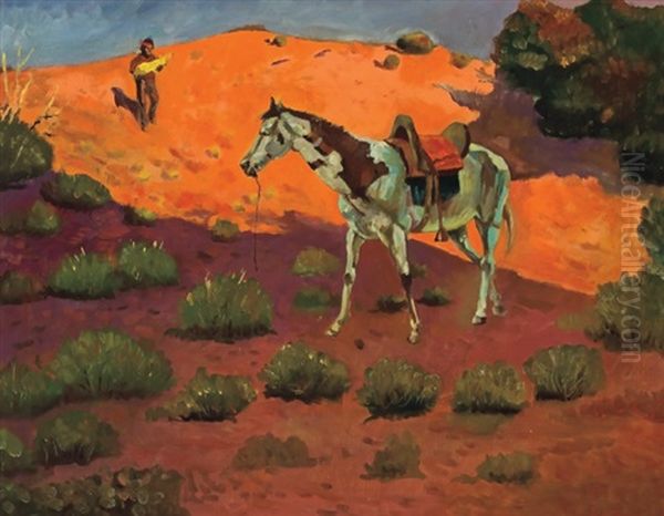 An Indian And His Horse Oil Painting by Edwin Willard Deming