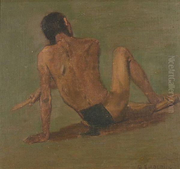 Indian With A Knife Oil Painting by Edwin Willard Deming