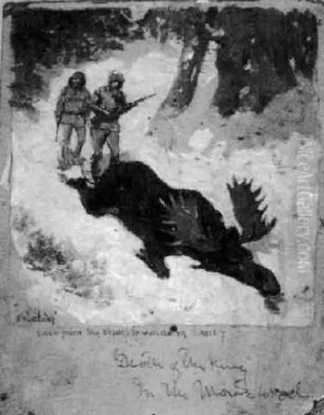 Death Of The King In The Maine Woods Oil Painting by Edwin Willard Deming