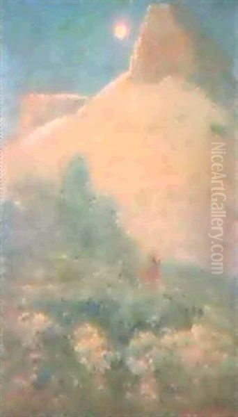 Deer In Mountain Mist Oil Painting by Edwin Willard Deming