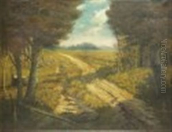 Pastoral Landscape With Path Oil Painting by Adrien Louis Demont