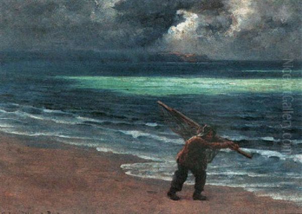 Fisherman On The Beach Oil Painting by Virginie Demont-Breton