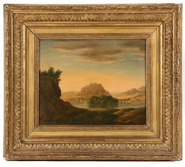 Tableau Paysage, Environs Du Naples, Soleil Couchant Oil Painting by Charles Demory