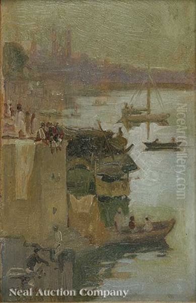 Scene In Benares, India Oil Painting by John Roderick Dempster