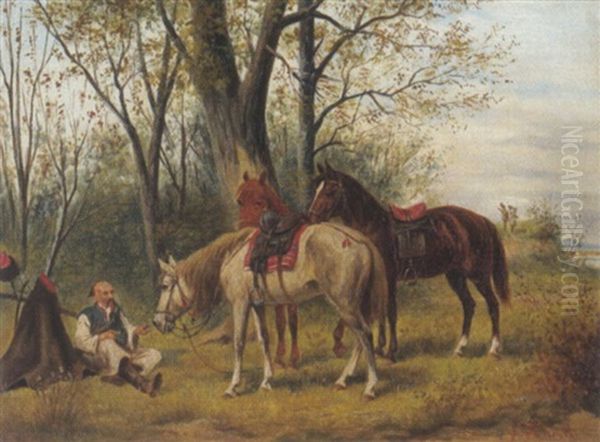 Kosaken Bei Der Rast Oil Painting by Jozef Demski