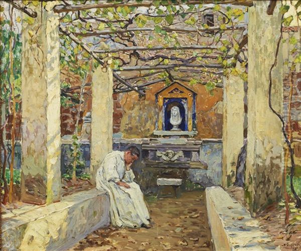 In The Pergola Oil Painting by Mikhail Demyanov