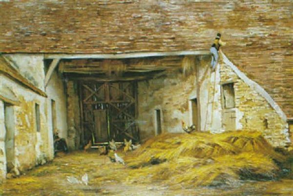 La Cour De Ferme Oil Painting by Eugene Dene