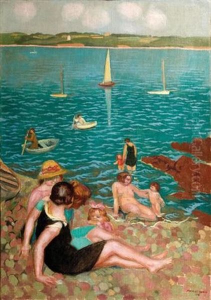 Coin De Plage , Perros-guirec, 1926 Oil Painting by Maurice Denis