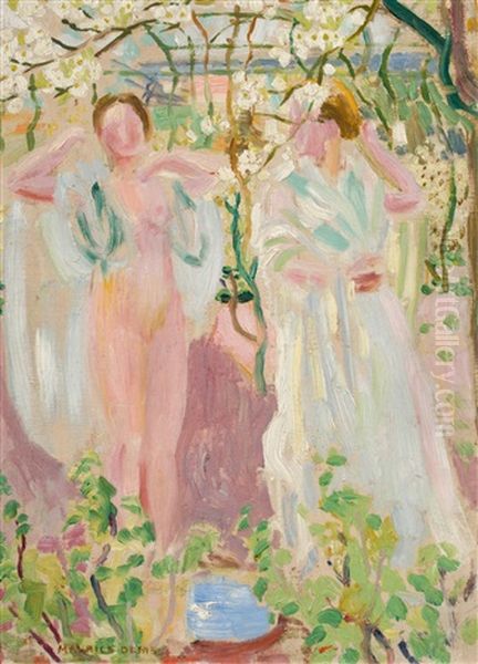 Deux Femmes Sous Un Arbre En Fleur by Maurice Denis