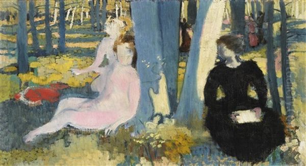 Femmes Assises En Foret Oil Painting by Maurice Denis