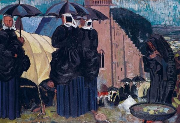 Le Pardon A Sainte Anne La Palud Oil Painting by Maurice Denis