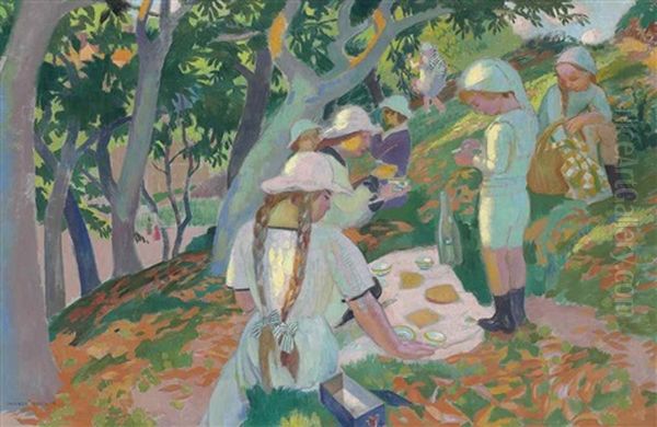 Le Gouter Sous Les Chataigniers Oil Painting by Maurice Denis