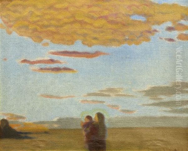 Madone Au Soleil Couchant, Devant La Mer Oil Painting by Maurice Denis