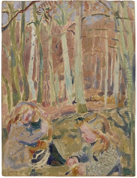 Les Enfants Jouant Dans La Foret, Etude En Rose Et Jaune Oil Painting by Maurice Denis