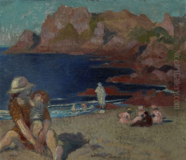 Petite Plage Bleue Oil Painting by Maurice Denis