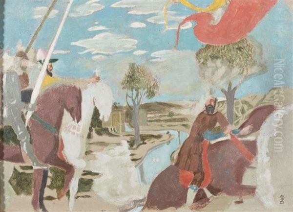 Scene De Bataille (after Piero Della Francesca A Arezzo) Oil Painting by Maurice Denis