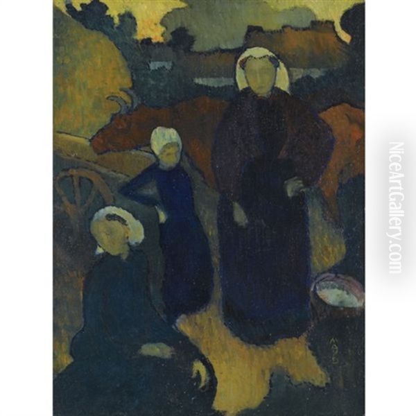 Bretonnes (+ Portrait D'homme (study), Verso) Oil Painting by Maurice Denis