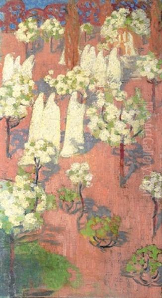 Virginal Printemps - Pommiers En Fleurs Oil Painting by Maurice Denis