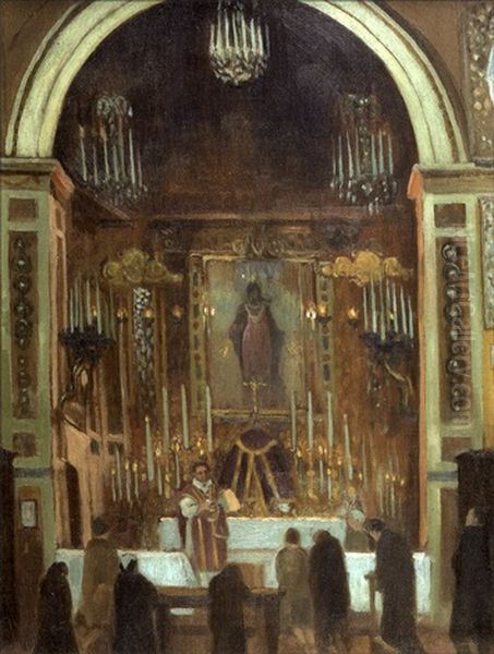 La Messe A Sant Andrea Della Fratte, Rome Oil Painting by Maurice Denis