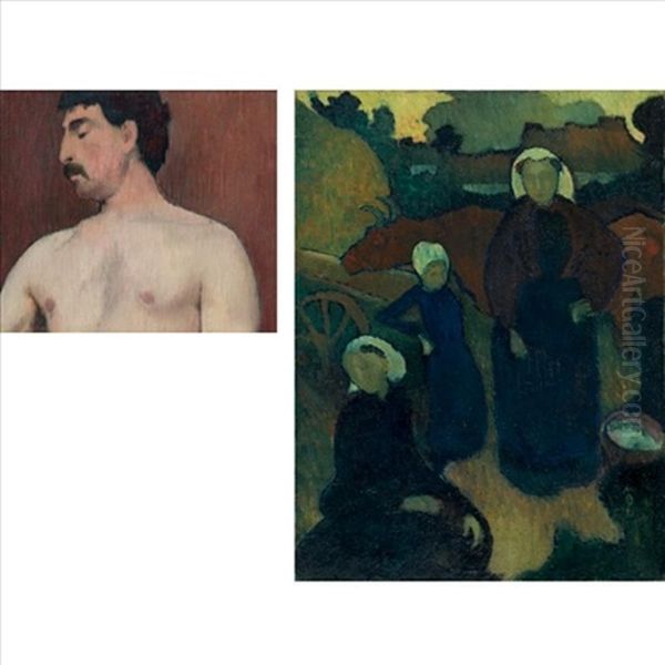 Bretonnes (+ Portrait D'homme, Verso) Oil Painting by Maurice Denis