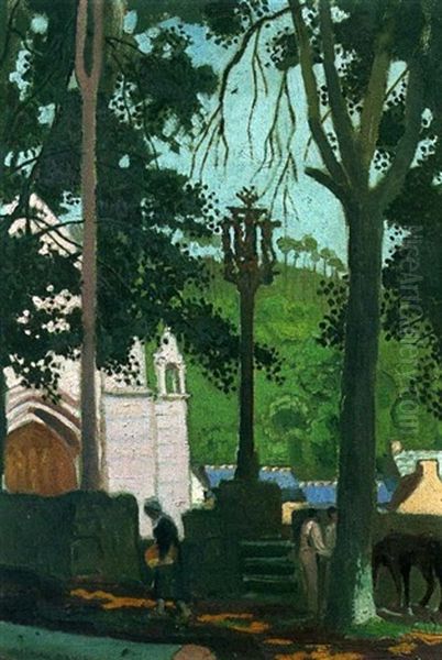 Vue De Saint Herbot Oil Painting by Maurice Denis