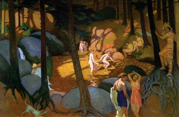 Baigneuses A La Mare Aux Sangliers Oil Painting by Maurice Denis