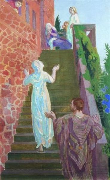 Visitation Dans L'escalier De Silencio Oil Painting by Maurice Denis