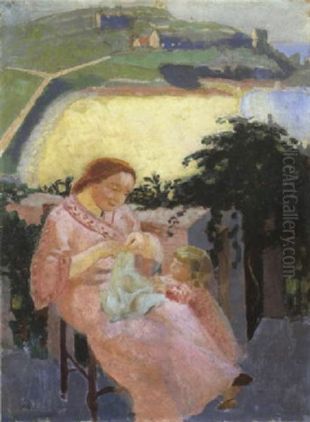 Maternite Rose (devant La Mer) Oil Painting by Maurice Denis