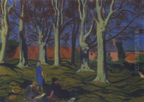 Trois Silhouettes. Lisere De Rivage En Bretagne Oil Painting by Maurice Denis