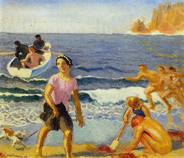 La Plage Oil Painting by Maurice Denis