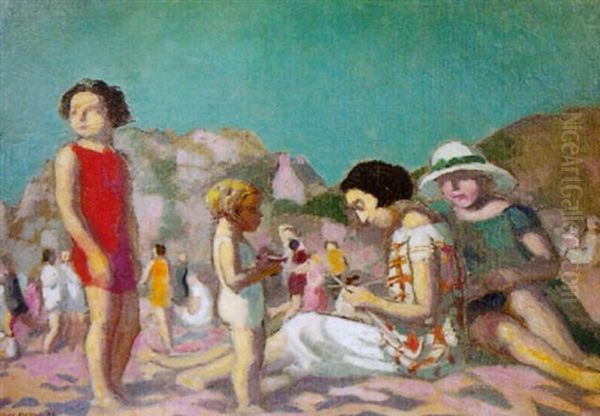 Intimite Sur La Plage Oil Painting by Maurice Denis