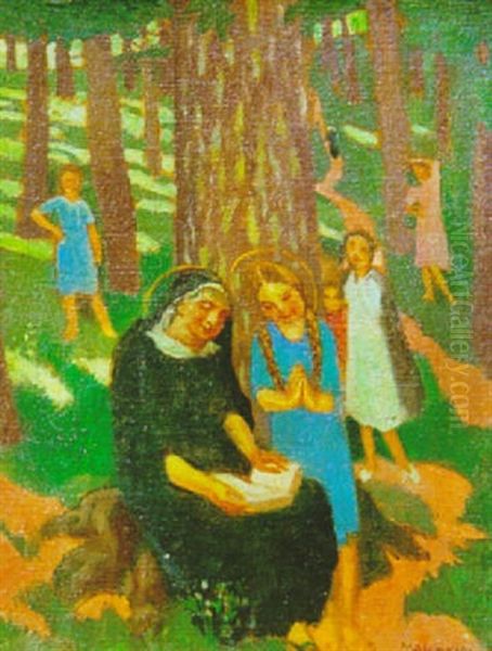 Sainte Anne Apprend A Lire A La Vierge Oil Painting by Maurice Denis